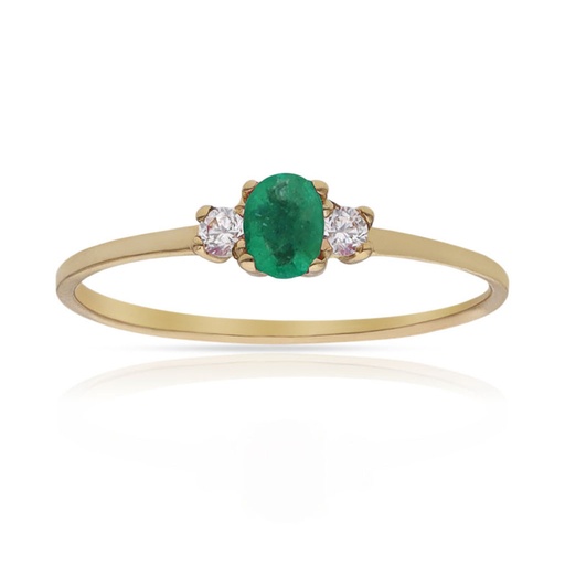 SORTIJA ORO 18KL ESMERALDA FINA + CIRCONITAS