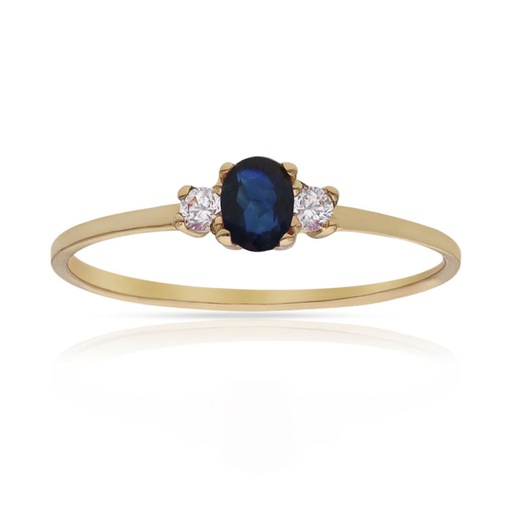 SORTIJA ORO 18KL ZAFIRO FINO + CIRCONITAS