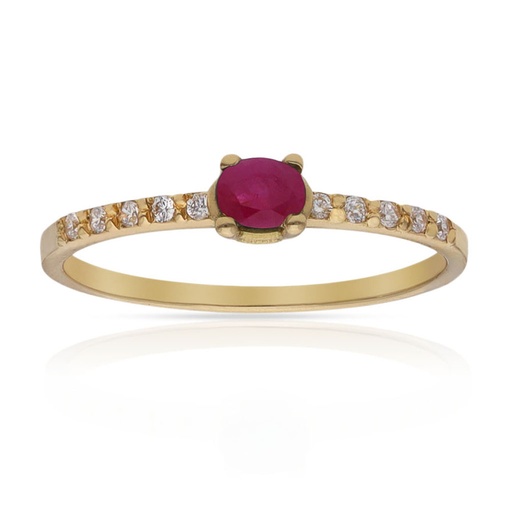 SORTIJA ORO 18KL RUBI FINO + CIRCONITAS