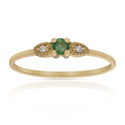 SORTIJA ORO 18KL ESMERALDA FINA + CIRCONITAS
