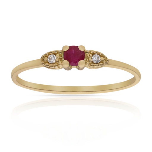 SORTIJA ORO 18KL RUBI FINO + CIRCONITAS