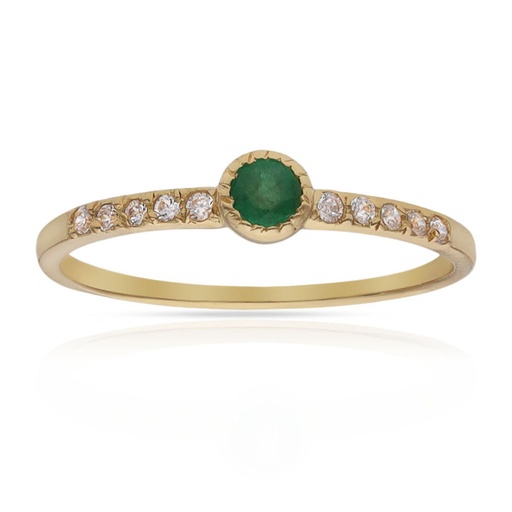 SORTIJA ORO 18KL ESMERALDA FINA + CIRCONITAS