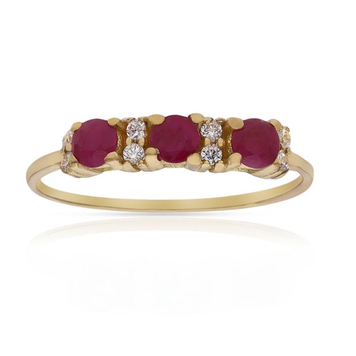 SORTIJA ORO 18KL RUBIES FINOS + CIRCONITAS