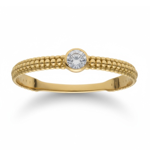 SORTIJA ORO 18KL PUNTITOS + CIRCONITA