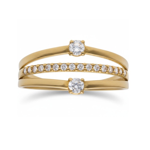 SORTIJA ORO 18KL MEDIA ALIANZA + SOLITARIOS