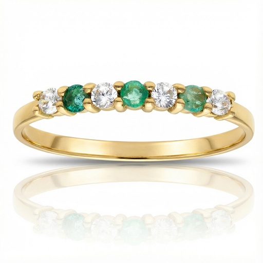 SORTIJA ORO 18KL 3 ESMERALDAS FINAS + CIRCONITAS