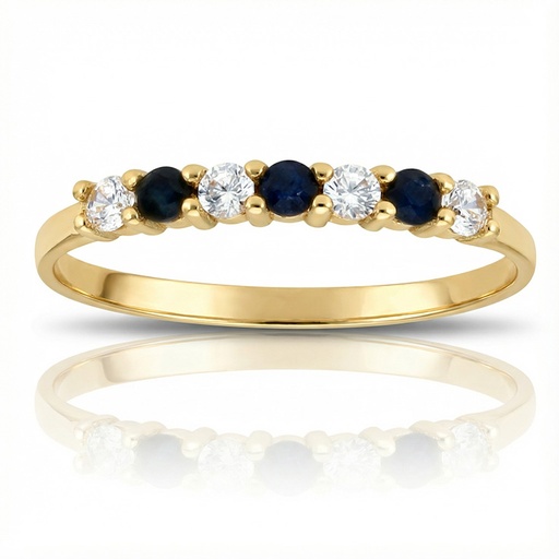 SORTIJA ORO 18KL 3 ZAFIROS FINOS + CIRCONITAS