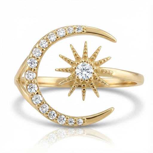 SORTIJA ORO 18KL SOL + LUNA CIRCONITAS