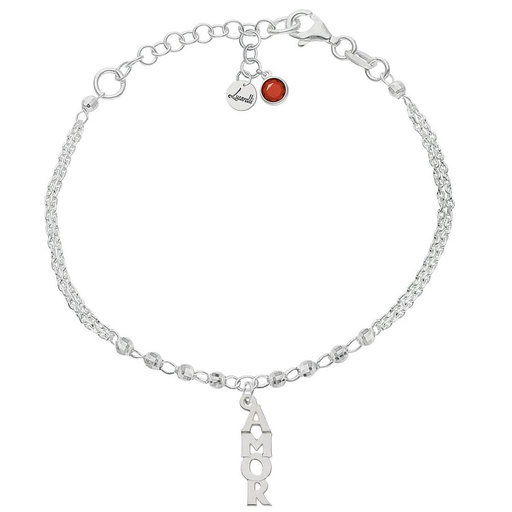 [AG3246] PULSERA MI HISTORIA PLATA 925MM FORZADA + BOLAS - AMOR