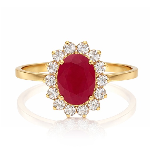 SORTIJA ORO 18KL RUBI FINO + CIRCONITAS