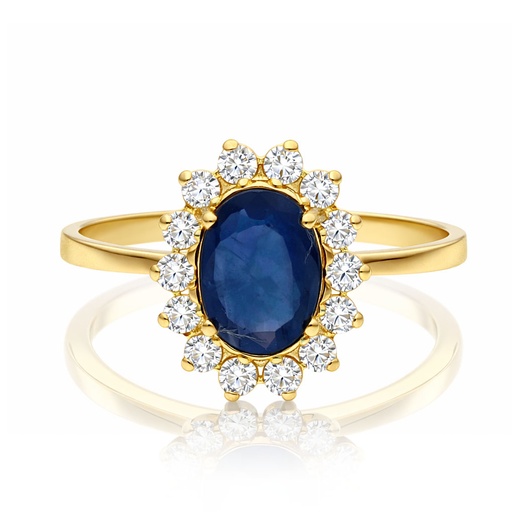 SORTIJA ORO 18KL ZAFIRO FINO + CIRCONITAS