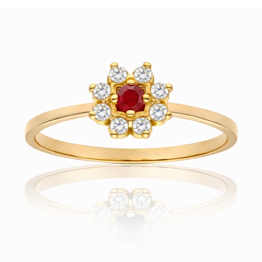 SORTIJA ORO 18KL RUBI FINO + CIRCONITAS