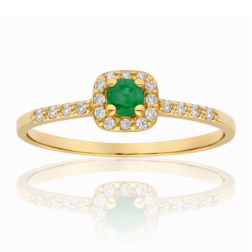 SORTIJA ORO 18KL ESMERALDA FINA + CIRCONITAS