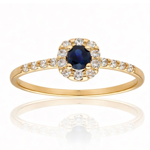 SORTIJA ORO 18KL ZAFIRO FINO + CIRCONITAS
