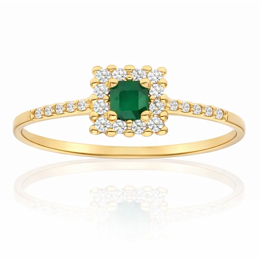 SORTIJA ORO 18KL ESMERALDA FINA + CIRCONITAS