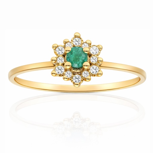 SORTIJA ORO 18KL ESMERALDA FINA + CIRCONITAS