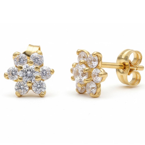[P1655] PENDIENTES ORO 18KL ROSETON CIRCONITAS