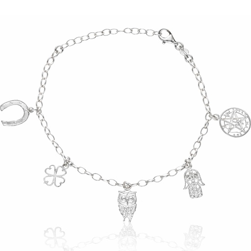 [AG9097] PULSERA PLATA 925MM AMULETOS