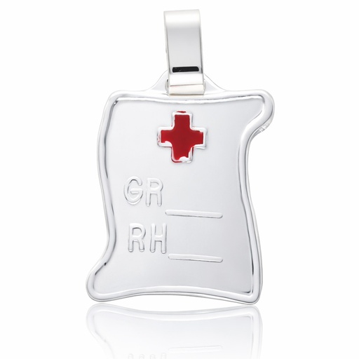 [AG4143] PLACA PLATA 925MM GRUPO SANGUINEO PERGAMINO - 20x25MM