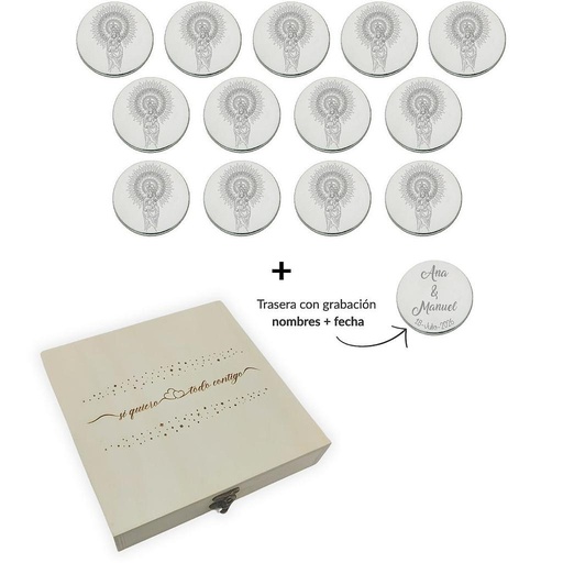 [AG6009EM] ARRAS PERSONALIZADAS V. DEL PILAR · PLATA DE LEY + ESTUCHE MADERA