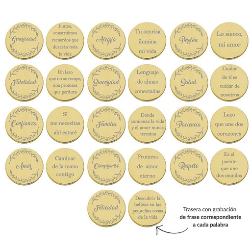 ARRAS PERSONALIZADAS PALABRA + FRASE ACERO DORADO