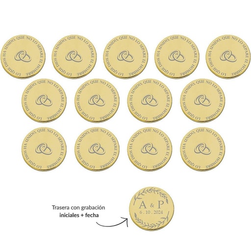 ARRAS PERSONALIZADAS ALIANZAS ACERO DORADO