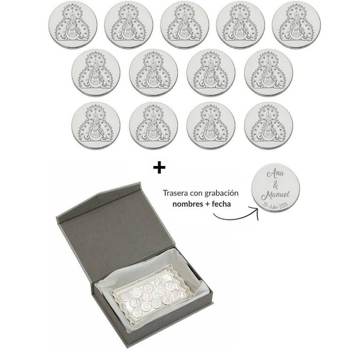 [ST6028EB] ARRAS PERSONALIZADAS V. DE LA CABEZA · ACERO PLATEADO + BANDEJA + ESTUCHE