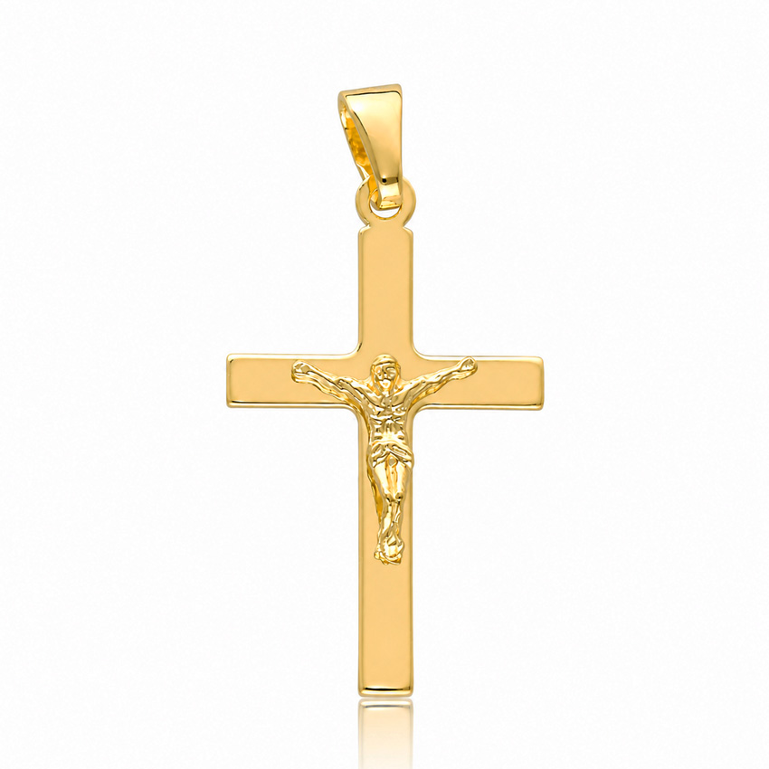 CRUZ PLATA CHAPADA EN ORO CRISTO - 20x34MM