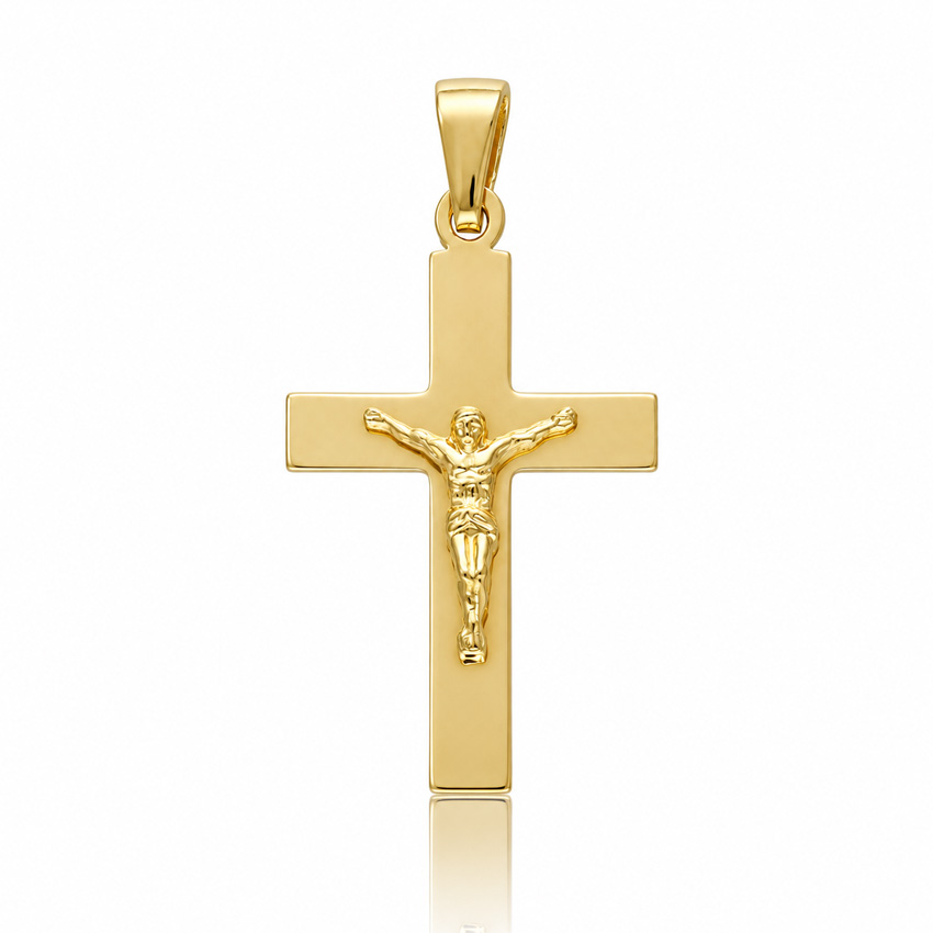 CRUZ PLATA CHAPADA EN ORO CRISTO - 20x34MM