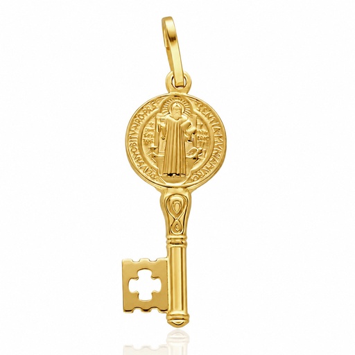 COLGANTE PLATA CHAPADA EN ORO LLAVE SAN BENITO GRANDE - 10x26MM