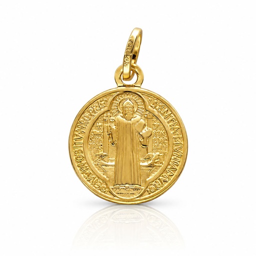 MEDALLA PLATA CHAPADA EN ORO SAN BENITO - 12MM