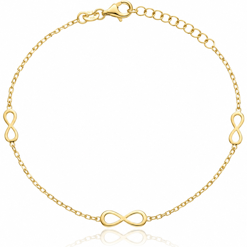 PULSERA PLATA CHAPADA EN ORO 3 INFINITOS
