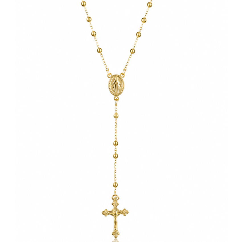 ROSARIO PLATA CHAPADA EN ORO - BOLAS 3MM