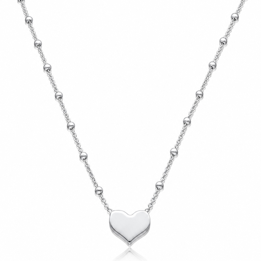 GARGANTILLA PLATA 925MM CORAZON + BOLAS