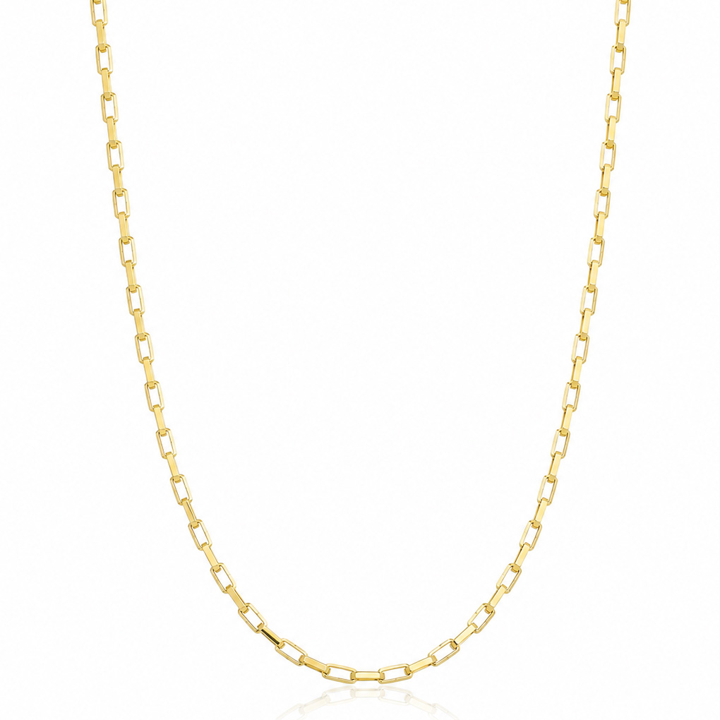 CADENA PLATA CHAPADA EN ORO ESLABON RECTANGULAR - 1.25MM