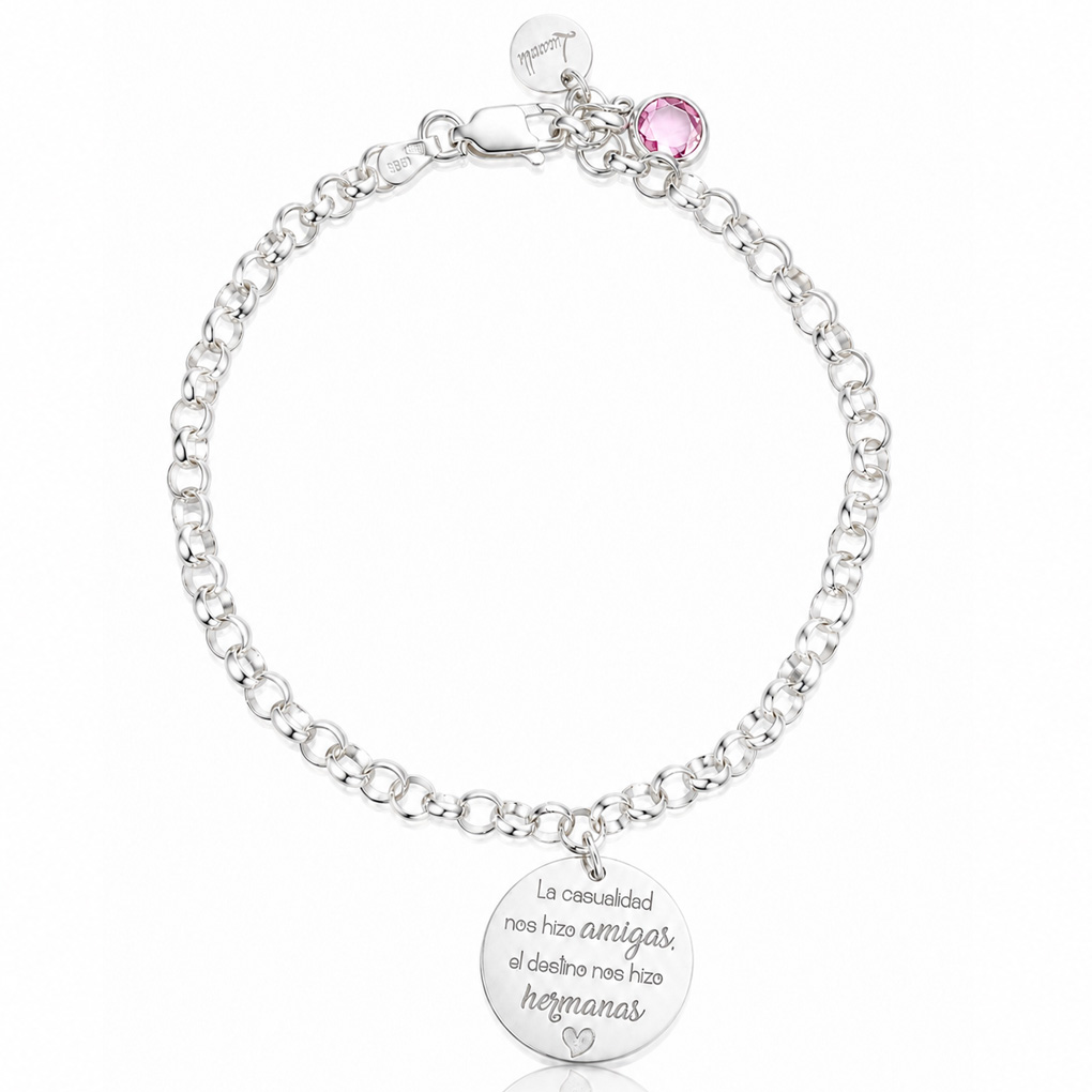 PULSERA MI HISTORIA PLATA 925MM AMIGAS Y HERMANAS